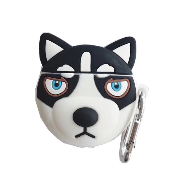 Wholesale Cute Design Cartoon Silicone Cover Skin for Airpod (1 / 2) Charging Case (Husky Black)